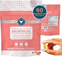 Trojzubec Seafoods Rybí olej z volné přírody pro ženy + vitamín D3 - Omega33 Salmon Rybí olej dodatek - EPA a DHA - 60 Count Daily Citrus Soft Gel - Společná podpora, kůže, a srdce zdraví
