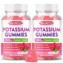 2 Pack draselné gumy, chlorid draselný 1000mg pro dospělé, Sugar- Doplněk draselný gumy podporují rovnováhu elektrolytů a nohy křeče pro ženy a muže, Malina Flavor, 120 Počet
