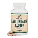 Nattokináza Dodatek 4000 FU služby, 120 Kapsle (Odvozené z japonského Natto) Systémové enzymy pro kardiovaskulární a cirkulační podporu Double Wood
