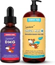 WONDER PAWS Premium DMG Liquid Plus Omega Max Fish Oil - pro psí imunitní podporu, pleť, alergie, společná péče a celkové zdraví - DMG 4 Ounces - Omega Max 16 Ounces