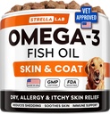 StrellaLaLaLab Omega 3 pro psy - (180Ct) Fish Oil Treats - Alergie & Itch Relief Skin & Coat Supplementer - Suchá ltchy Skin, Anti Shedding & Hot Spots Treatment - Pet Salmon Oil Chews - Chicken Flavor