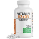Bronson Vitamin K2 (MK7) s doplňkem D3 Non- GMO Formule 5000 IU Vitamin D3 & 90 mcg K2 MK-7 Snadno polykat D & K komplex, 250 Kapsle