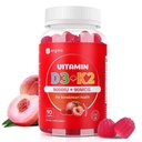 Vitamin D3 K2 Gummies - 90 Napočítejte cukr zdarma Vitamin D3 9000 IU + K2 (MK-7) 90 mcg pro kostní a imunitní zdraví, Vegan Žvýkací K2 D3 Vitamin dodatek pro ženy (Peach Flavor)