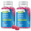 VITEEY Vitamin D3 Gummies pro dospělé a dospívající - 10 000 IU, 250mcg, Maximální síla - Joint & Muscle Health, Imunoboost - Žvýkací vitamin D Gummies - Vegetariáni, želatina zdarma - Chutné Berry ochucené