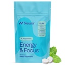 Neuro Energy & Focus Gum - 40mg přírodní kofein Gum & Nootroppic Energy Supplement with L- Theanine & B Vitamins - Sugar Free, Vegan - Peppermint, 90ct