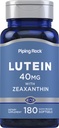Piping Rock Lutein a Zeaxanthin dodatek 124; 40 mg CYP 124; 180 Softgels CYP 124; Eye Vitamins from Marigold Flower Extract CYP 124; Non-GMO, gluten zdarma