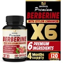 BMVINVOL 6in1 Dodatek Berberine s Ceylon Skořice, Tumeric Root, Mléčné Thistle, Artichod, Black Pepper -120 Kapsle pro 4 Měsíční dodávky