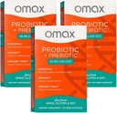 Omax3 Prebiotic & Probiotic 50 miliard CFU + Chicory Inulin, 10 Stuin, Reduce Bloating, Digestion, SIBO, Leaky Gut, Vaginální pH, Acidophilus, Vegan, Dairy Free, Gluten Free, Blistr balení (2 balení)
