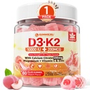 Vitamin D3 K2 Gummies 5000IU / 10 000 IU s 500 mg vápníku + K2 (MK- 7) 200mcg, hořčík, vitamin C & zinek, Extra síla - Ultimate Absorbency for Bones, Svaly, zuby, Vegan, 60 Počet (Balení po 1)
