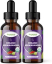 Fyzikální organické Ashwagandha Tekuté Kapky pro dospělé - Potenciální tekutý Ashwagandha Root Extract for Energy and Mood Support - Tincture Vegan Non- GMO Gluten & Alcohol- Free (240 Doručování)