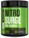 Jacked Factory NITROSURGE Pre Workout Doplněk - Nekonečná energie, Okamžité silové zisky, jasné zaměření, intenzivní čerpadla - NO Booster & Powerful Preworking Energy Powder - 30 Servings, Green Apple