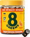8Green Fiber Super Green Gummies PHI124; Fiber, Gut Health, Metabolismus. Stravovací zdraví, zvýšení imunitního systému a stravovací zdraví s 8 Real Green - Non-GMO Formule, Gummy, Tangerine Flavor, 50 Počet