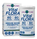 Vital Planet - Vital Flora Imunitate Support Probiotic, 60 Milionů CFU, 60 Diverse Straines, 7 Organic Houbový dodatek Směs s prebiotika, Neskladovatelné stravitelné zdraví Probiotika 30 Kapsle