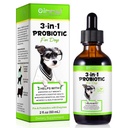 Probiotika pro psy, Natural 3 in 1 Dog Probiotické kapky pomáhá zmírnit průjem, podporuje Gut zdraví, SITchy Skin, Alergie, imunita, trávicí enzym pro dog dodatek, Slanina Flavor - 60ml / 2 fl.oz