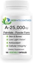 A- 25 000 IU Palmitát Prášek Forma (100 Kapsle) Non- GMO, Podporuje nízkou vizi světla, imunitní podpora, Buněčná integrita kůže & kostí, Antioxidant (Standard)