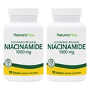 Natures Plus Niacinamid 1000 mg - 90 tablet s trvalým uvolňováním, balení po 2 tabletách - podporuje imunitní a kožní zdraví, energetickou produkci a funkci mozku - Vegetariánské, Bezlepkové - 180 Celkem Služební cesty