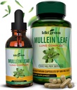 KIKI Green Mullein Kapsle & Liquid Kapsle Kapsle Kapsle - Mullein Leaf Extract doplňky, 90 Kapsle + 2 fl oz - pro podporu dýchání a imunity, lepší funkce plic, Lung Cleanse & Relief