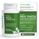 NatureCity TrueMilkThistle Supplementary 124; Doplněk k mléčnému bodláku 525mg Supplementary 124; Mléko Thistle (80% silymarin) obsahující 420mg Silymarin 124; Antioxidant Supplement 124; Doplněk k podpoře jater 124; 60 Veggie Kapsle
