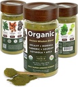 Organic Non- GMO Moringa, Shilajit, Turmeric, Soursop, Gotukola, a Amla Green Juice Blend Powder, 3- Month Supply