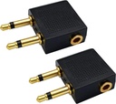 Dual 3.5mm (1 / 8 ") Muž do 3.5mm Žena AUX Audio Jack Adapter Converter pro použití sluchátka při letu letadlem (2 Pack)