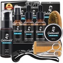 Beard Kit, Beard Grooming Kit w / Beard Wash / Shampoo, 2 Packs Beard Oil, Beard Balm, Beard Wash, Brush, Comb, nůžky, skladovací pytel, E- Book, Beard Care & Trimming Kit