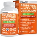 21- in-1 Berberine dodatek s Ceylon Skořice s chromem, hořký Melon a zelený čaj extrakt a Black Pepper Extract 5X pro podporu energie a metabolismu s 5279 mg (120 ct, balení po 1)