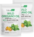 2 Pack Oil Oregano Softgels, 120 Počet 2 v 1 6000mg Oil Oregano s černým semenným olejem 200mg, Plant based, Organic Oregano Oil Supplement Kapsle, Non- GMO & Imunitní podpora