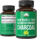 Nejvyšší výkon aktivován Charcoal Vegan Kapsle z Wild Sklizené kokosové skořápky. Nejlepší Safe Charcoal pilulky dodatek pro Detox, Plynová úleva, Bloating. pro muže a ženy 90 Všechny přírodní tablety