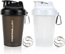 2 balení třepací lahve pro proteinové směsi, 17 oz malé proteinové třepačky láhev s násadou, Gym třepačky s míchací koule pro předcvičení, BPA-zdarma & myčka nádobí bezpečné (černá, bílá)