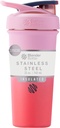 BlenderBottle Sport Sleek izolovaná nerezová ocel třepačka láhev s Wire Whisk, 25-Ounce, Flamingo Ombre - Protein Shake & Hydration pro sportovce & Fitness Enthusiasts, Easy Mixing, Slim Easy to Hold, Drží nápoje studené, Uzamykatelné Lid
