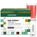 Cureveda Curveda Růst rostlin na bázi Biotin 10000 Mcg Práškový dodatek pro Unisex, Výhody Zdravý skalp a růst vlasů, Bez přidaného cukru, Přírodní Granátová příchuť 150 g (Balení 1) Grow-1