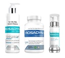 Rosacea Léčebné produkty, Sada 3 coli 124; Redness Relief Dodatek, Med Gel Cleanser a CoQ10 Facial Sérum od Rosadyn +