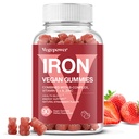 Železné gumy doplňky pro ženy a děti - Multivitamin s vitamínem C pro podporu energie, Velký Ochutnávání Železné Gummy Vitamíny s vitamínem C pro Max Absorpce - Vegan, Jahoda 90 Počet
