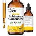 Wild & Organic Echinacea Goldenseal Tincture - Imunitate Support Drops with Echinacea and Goldenseal Root Extract - Vegan, Sugar & Alcohol- Free Liquid Supplement - 4 fl oz