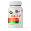 LIVEGOOD Organic D3 K2 Supplement 2000 IU, Veganské kapsle s MK-7, čistý vitamin D3 s K2 pro imunitní a kostní podporu Made in the USA Organic D3 K2 Formule (60 Počet)