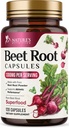 Řepné kořenové kapsle 1300mg - Extra Strength Red Beetroot Powder Supplement - Podporuje výrobu oxidu dusnatého, srdeční zdraví a přírodní energii - Non- GMO, Vegan, gluten zdarma - 120 Veggie Kapsle