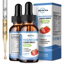 2 Pack tekutý hořčík Glycinát Kapky s Taurate & Citrát, klid hořčík s Omega3, L-Theanin, draslík, Ashwagandha, Vitamin pro spánek, Svalové, Imunitní zdraví, Sugar- Free Jahodový Flavor
