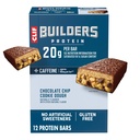CLIF BUILDERS + Coffeine Protein Bars - Chocolate Chip Cookie Dough Flavor - 20g Plant Based Protein - Gluten Free - Non- GMO - Low Glycemic - No umělé sladkosti - 2.4 oz. (12 Pack)