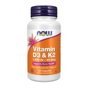 Nyní doplňky, Vitamin D-3 & K-2, 1000 IU / 45 mcg, Plus Kardiovaskulární podpora *, Podporuje kostní zdraví *, 120 veg kapsle