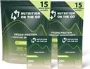 Nutrition On The Go Vegan Protein Powder Packets with Creatine - 20g Plant Proteins + 5g Creatine - Single- Serve Travel Protein Powder - All- Natural, Gluten- Free - Vanilla - (30- Pack)