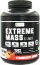 Extrémní hmotnost Gainer Muscle Builder, 10 liber (4,54 kg) s menším cukrem pro intenzivní cvičení vyrobené z vysoce kalorické tvrzené syrovátky protein (Strawberry- banana)