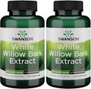 Swanson White Willow Bark Extract - Promotes Joint Support and Muscle Relief - Standardizované na 15% Salicin - Přírodní doplněk s No Stomach Irritation - (120 Kapsle, 500mg každý) (2 Pack)