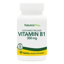 Natures Plus vitamín B1 (Thiamin HCI), trvalé uvolňování - 300 mg, 90 Vegetariánských tablet - Bezlepkové - 90 Služeb