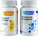Draslík hořčík se zinkem vápníku a D3 K2 vitamínové doplňky Bundle pro srdce, kosti, svalové zdraví