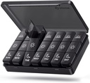 AUVON Weekly Pill Organizátor 3 krát denně, Velká krabička 7 Den s Dual Protection for Travel, Black Pill Pouzdro na ochranu soukromí, Light- proof Pill Container for Medications, Vitamíny, Rybí oleje