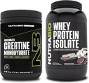 NutraBio Creatin Monohydrát, Neochucené, 300g a syrovátkové proteinové izolát, zmrzlina Cookie Dream, Doplněk Bundle - Svalová energie, Lean růst svalů, zotavení, a síla
