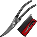 Kuchyňské nůžky Těžké Duty, Premium Kuchyňské nůžky Nerezová ocel, 8.8 "Drůbež nůžky Ultra Sharp pro kosti kuřecí maso, Potravinové nůžky Anti- Slip Handle, Black Titanium Plated, Jaro Naložené