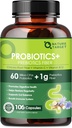 Probiotika pro ženy stravitelné zdraví s prebiotický Vláknina - Vláknitý dodatek s 60 biliony Probiotika pro Regularitu & Gut Cleanse - Podporuje příležitostné zácpy - 106 Veggie Kapsle