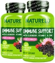 NATURELO Imunitní podpora vitamin C, bezinky, zinek, Echinacea Natural Imunity Boost w / Antioxidant, Bylinné a minerální obrany - 60 Vegan Kapsle (Balení 2)