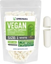 XPRS Nutra Velikost 1 Prázdné kapsle - 100 hrabě Prázdné Veganské kapsle - Vegetariánské pilulky - DIY Zeleninové kapsle Fill- Veggie Pill Caps pro Do- It- Vaše vlastní doplňky (Bílé)